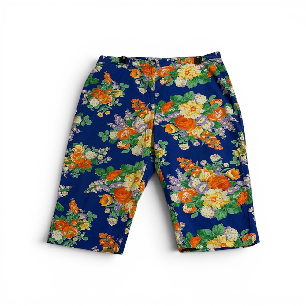 Lauren Ralph Lauren‎ Floral Cropped Pants 22W Blue Multi Women Cotton